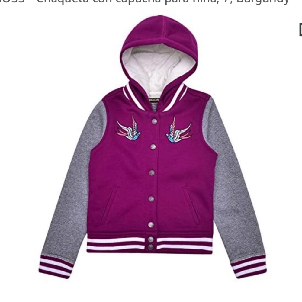 Vigoss Girls' Hooded Jacket Burgundy Sz 8